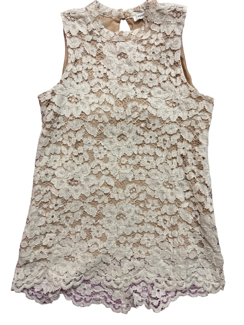 Rose & Olive Cream Lace Overlay Sleeveless Tunic
